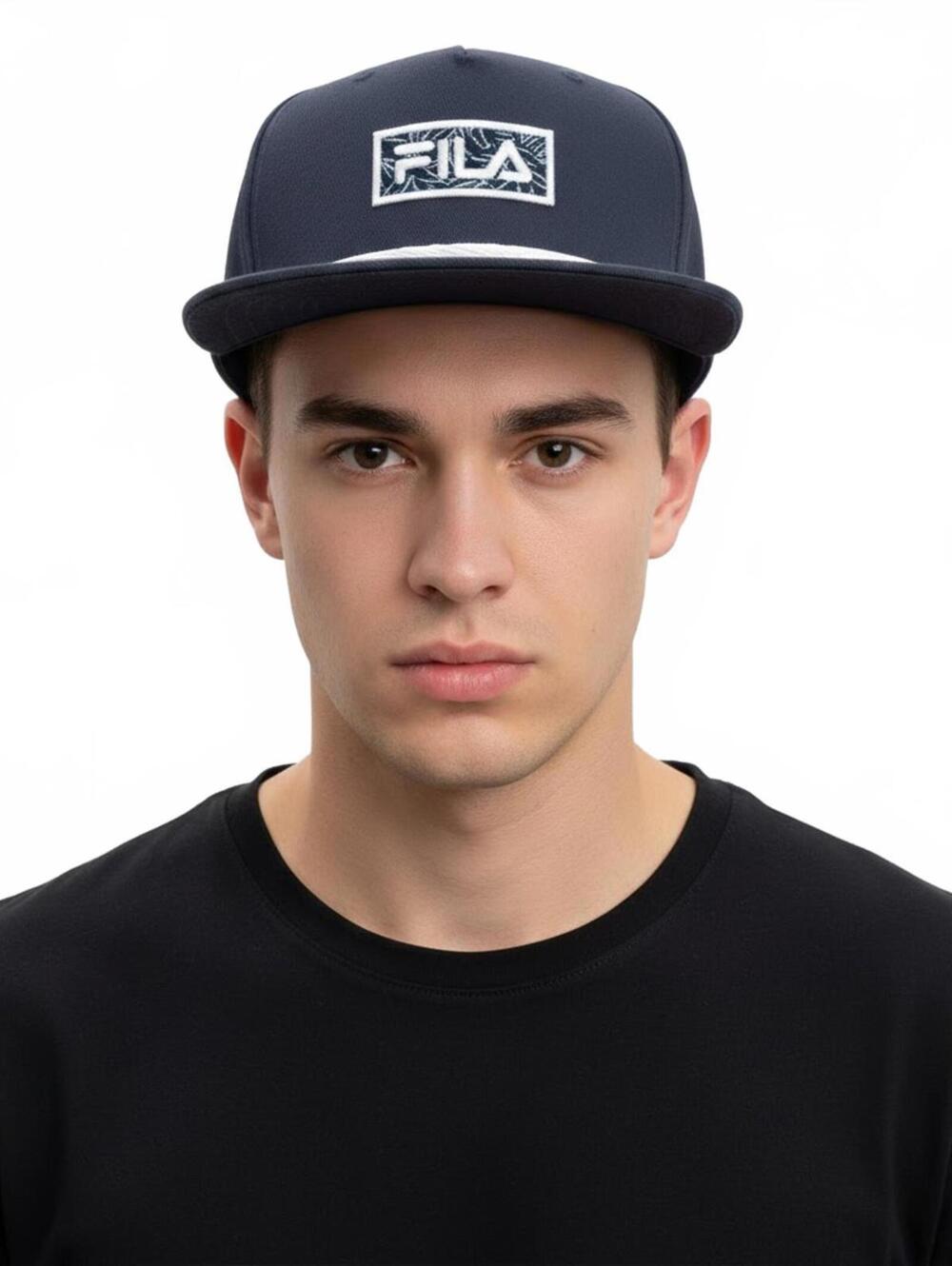Hat / FILA Navy Blue Flat Bill Hat with Rope Detail and Mint Green Logo / New
